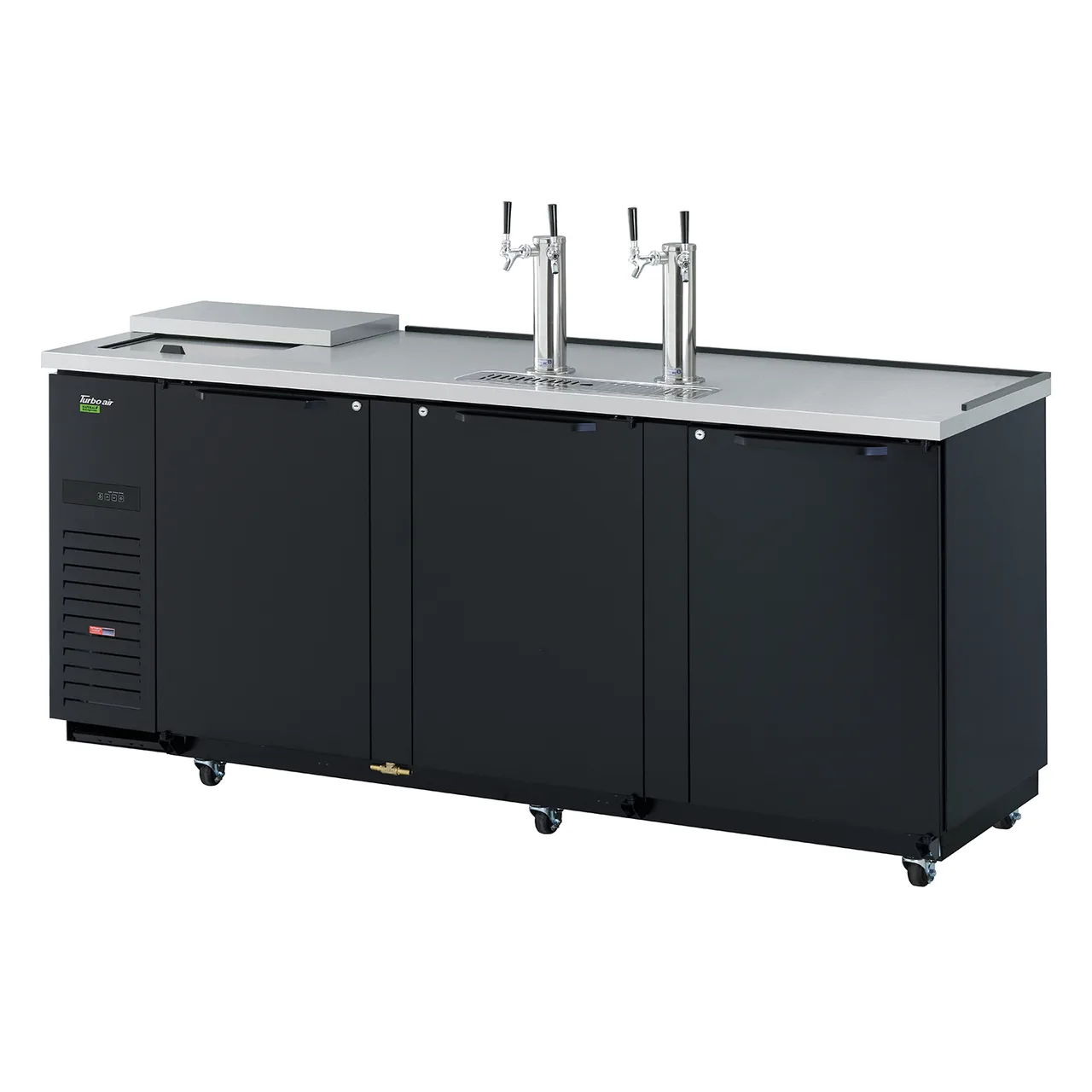 Turbo Air TCB-4SBD-N 90" Draft Beer Cooler w/ 4 Kegs, 2 Dual-Tap Towers, Black