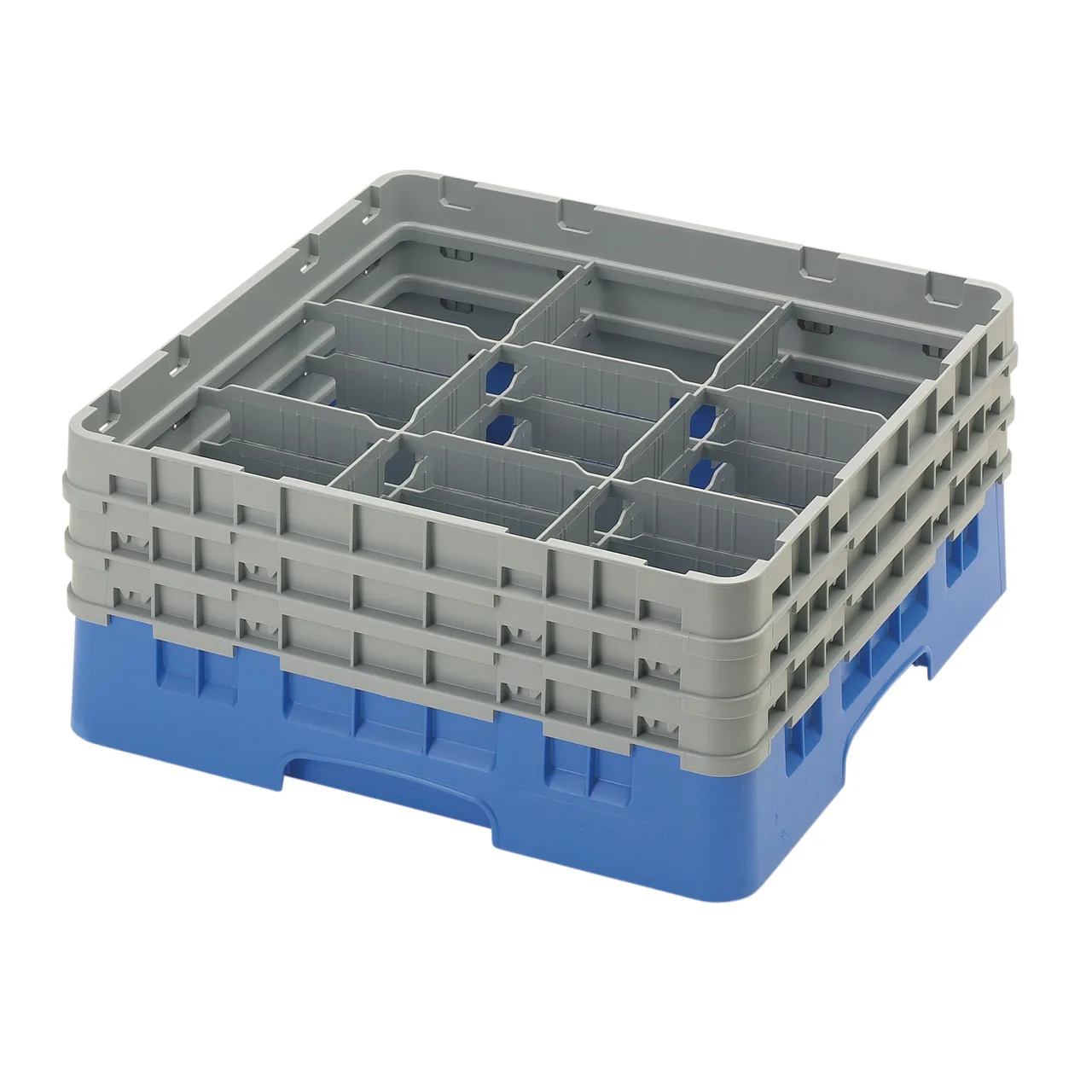 Cambro 9S638168 Camrack Glass Rack, Full Size, Blue, 19-3/4" x 19-3/4" x 8-7/8", 9 Compartments, 5-7/8" Max Diameter, HACCP Compliant, NSF