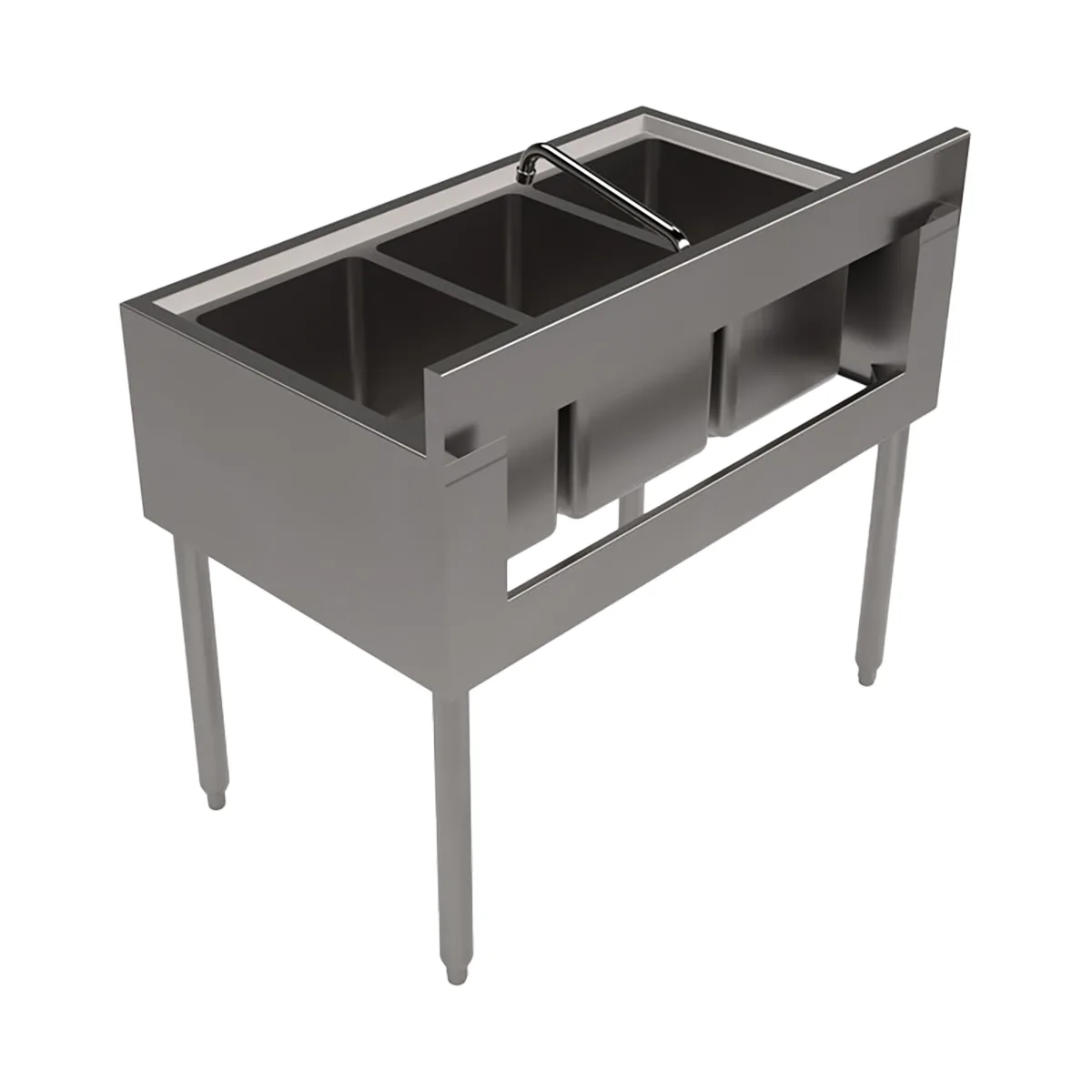BK Resources UB4-21-336S 36" Underbar Sink Units, 3 Compartment without Drainboard