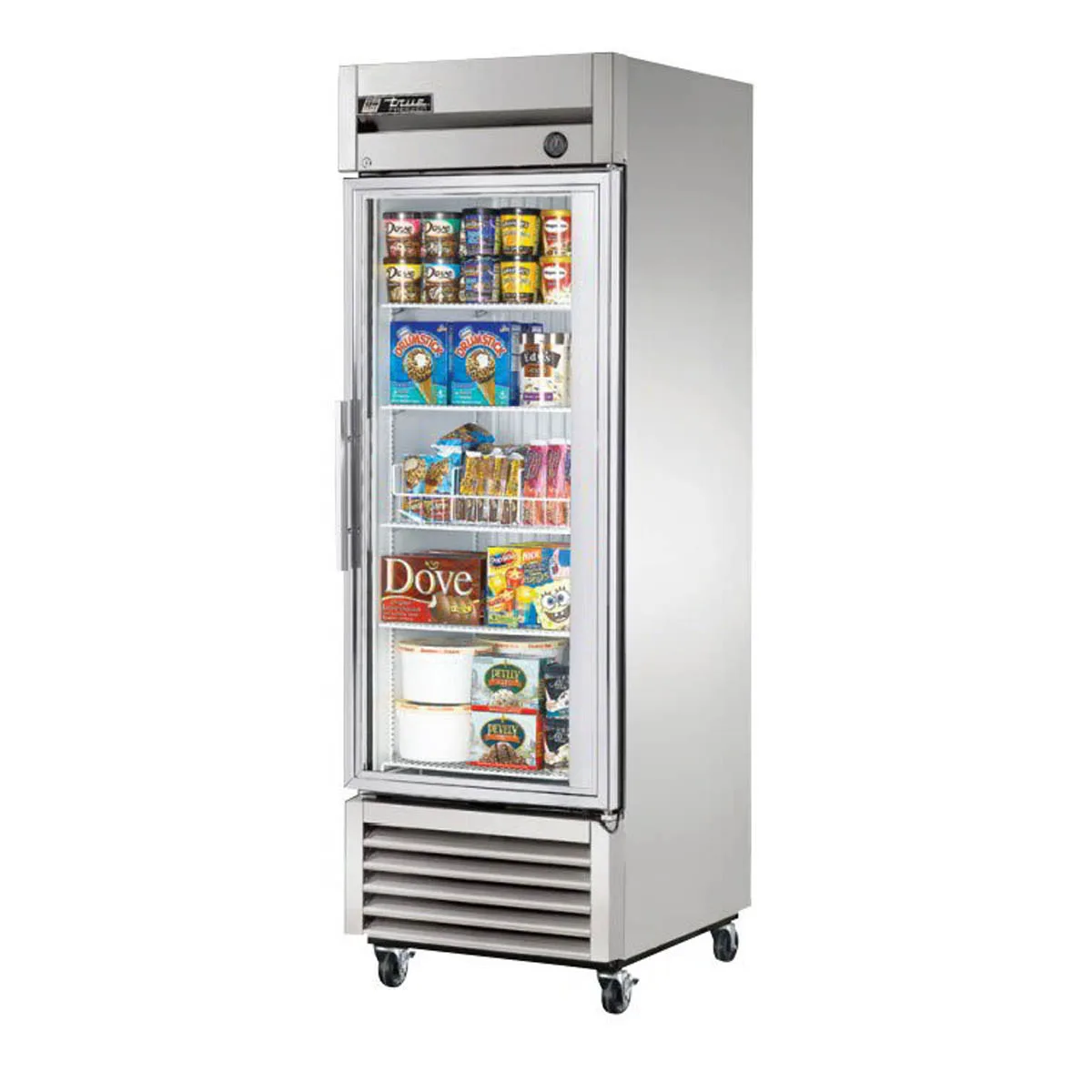 True T-23FG-HC~FGD01 27" 1-Glass Door Reach-In Freezer, Bottom Mounted, 23 cu. ft., Stainless Steel Front, Aluminum Sides