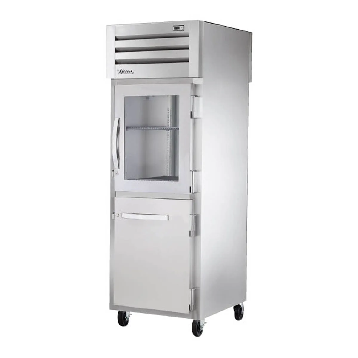 True STR1RPT-1HG/1HS-1S-HC Pass-Thru Half Front / Solid Rear Swing Doors Refrigerator