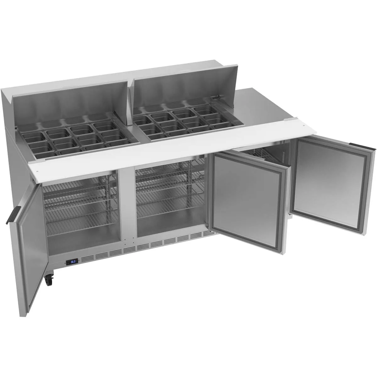 Beverage Air SPE72HC-24M 72" Mega Top Sandwich / Salad Prep Table w/ 3 Doors, 24 Pans, 20 cu. ft.