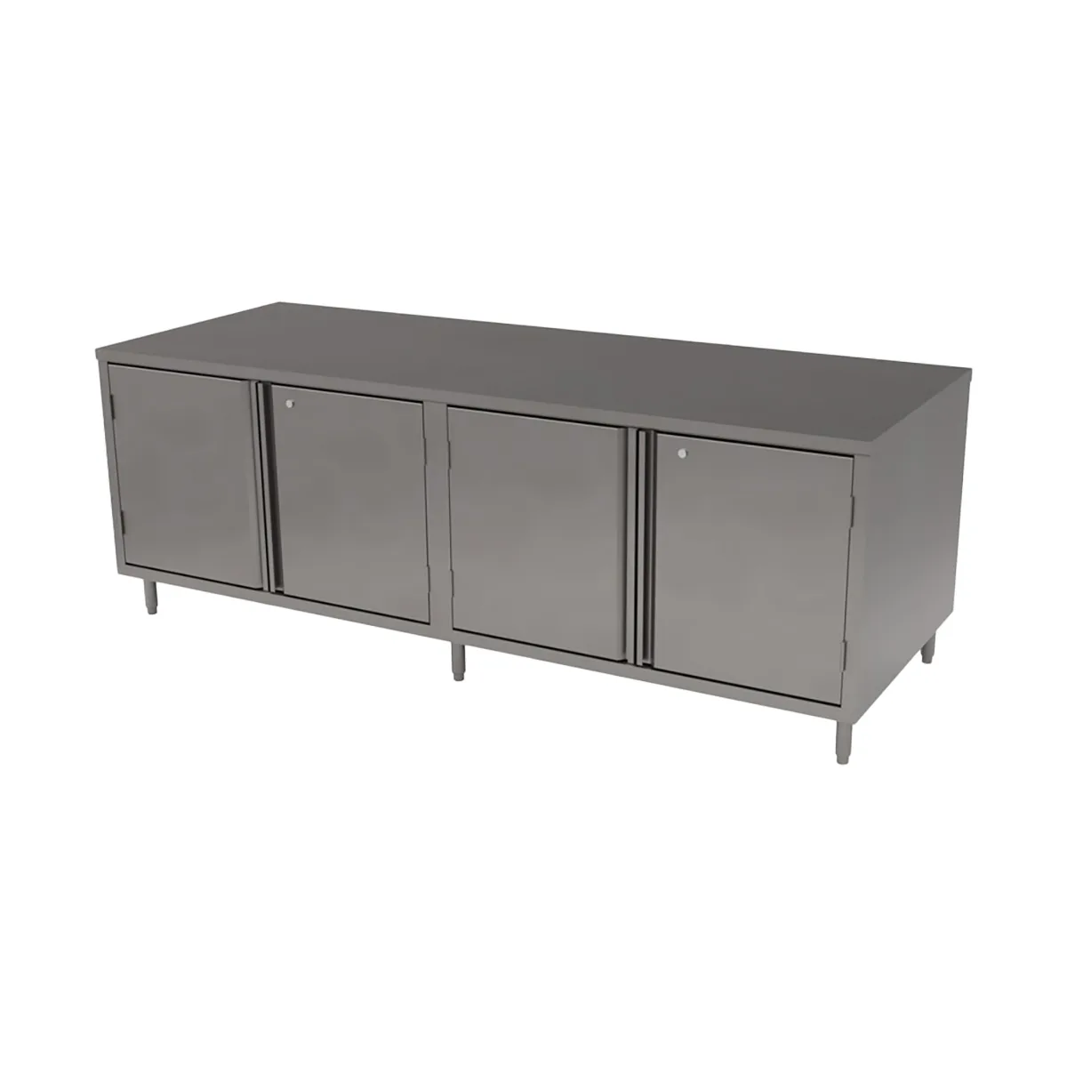 BK Resources CST-36120HL 120" Cabinet Base Hinged Doors Work Table with 4 Doors & Locks