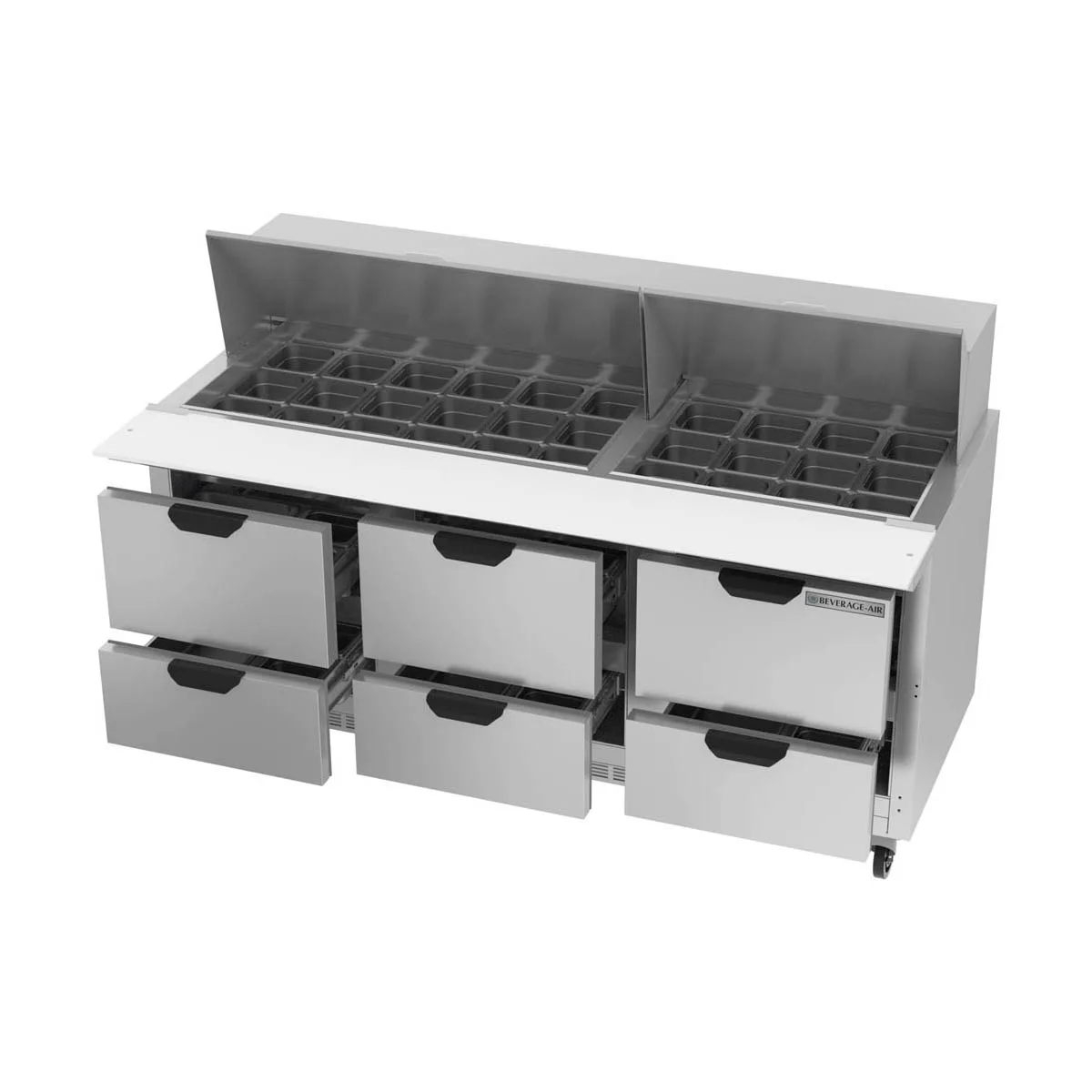 Beverage Air SPED72HC-30M-6 72" Mega Top Sandwich/Salad Prep Table w/ 6 Drawers, 30 Pans