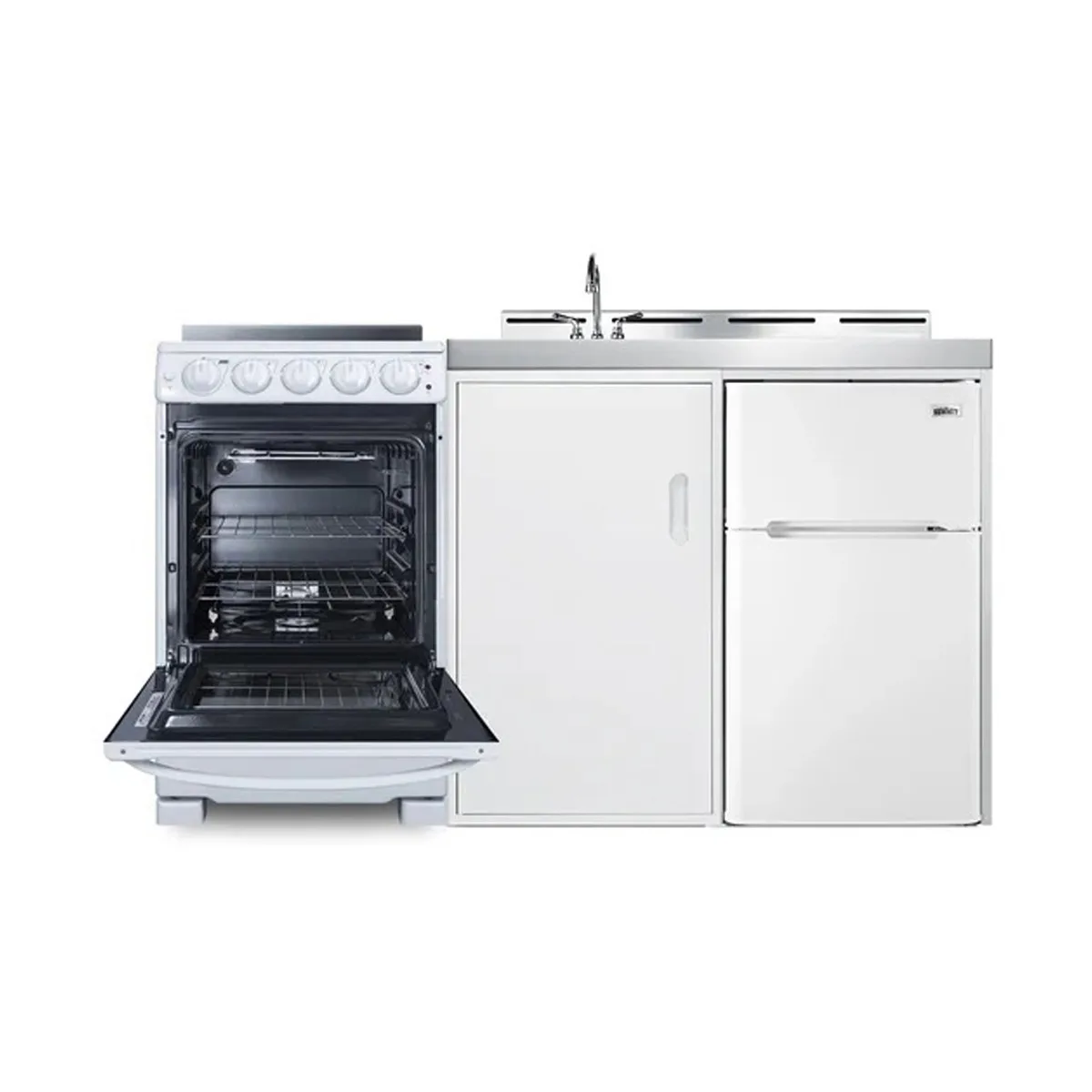 Summit ACK60ELSTW All-in-One Combo Kitchen, 58.88"W x 23.5"D x 40"H, with deep drawn sink