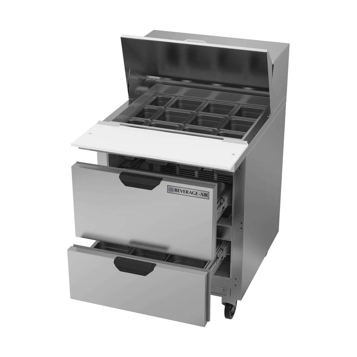 Beverage Air SPED27HC-12M 27" Mega Top Sandwich / Salad Prep Table w/ 2 Drawers, 12 Pans