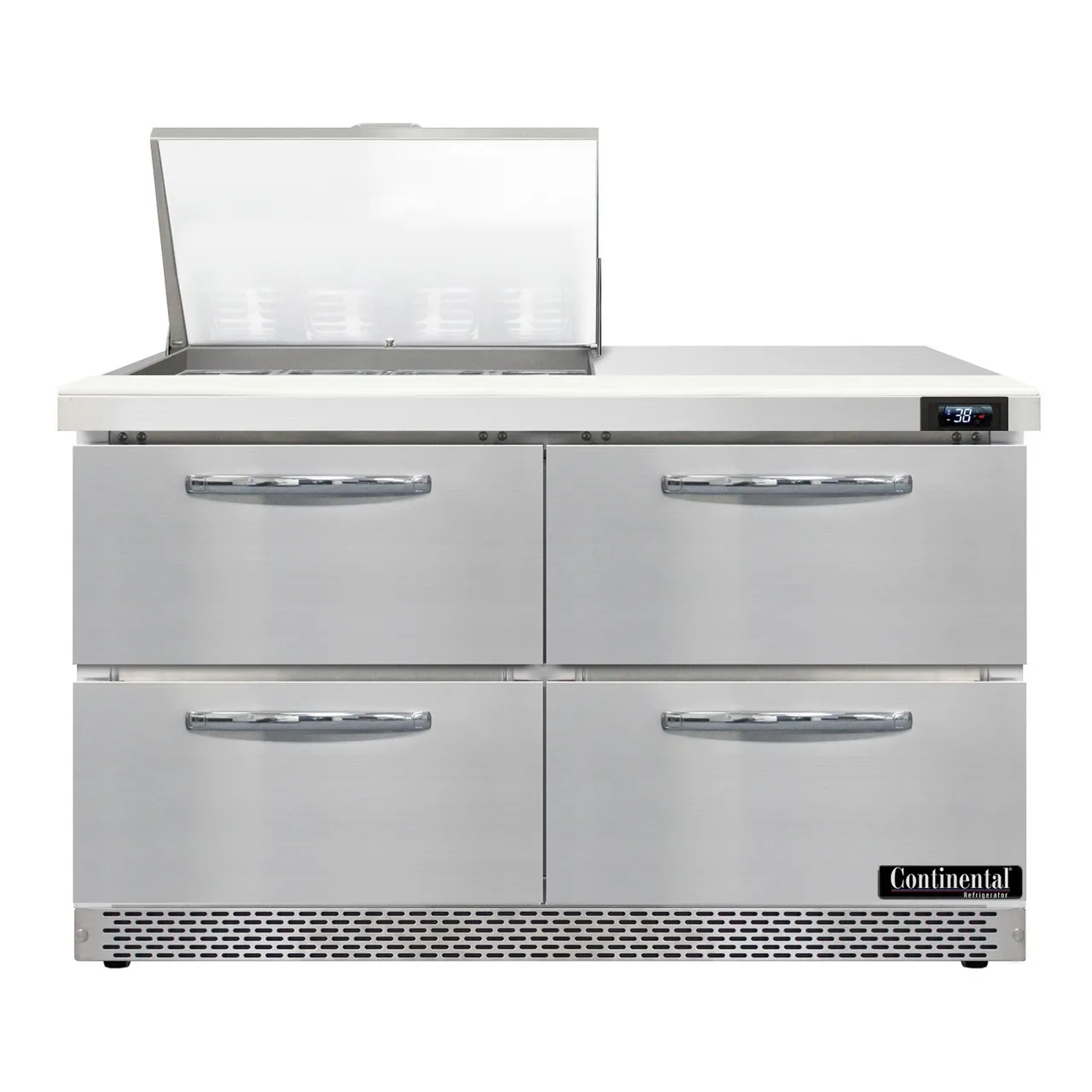 Continental Refrigerator D48N12M-FB-D 48" Mega Top Sandwich Prep Table w/ 4 Drawers, 12 pans