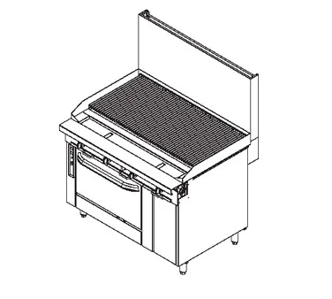 Southbend P48A-CCCC 48" Gas Heavy Duty Range w/ 48" Full Charbroiler, (1) Convection Oven, (1) Cabinet Base, 173.000 BTU