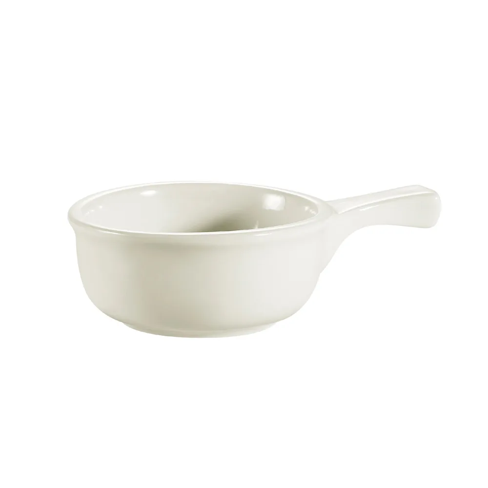 CAC China OC-15-W - 15 oz Onion Soup Crock, 7½"L x 5"W x 2¼"H, Stoneware, Safe - 1 Dozen