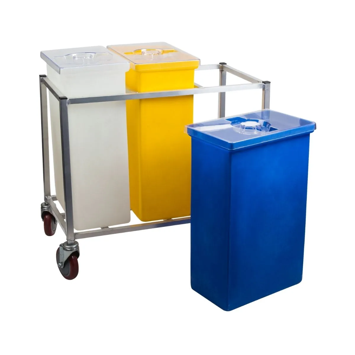 Winholt 148PIB-ALC Bin, White/Yellow/Blue Bins, 225 lb, Aluminum Frame, 5" Casters, 3 Covers