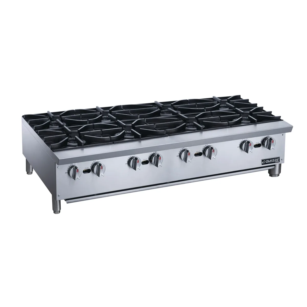Dukers DCHPB48 48" Gas Hotplate w/ (8) Burners & Manual Controls, Convertible
