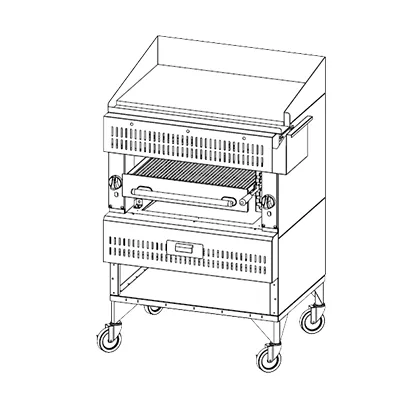 Vulcan VST3B Heavy Duty Gas Deck-Type Ceramic Broiler w/ 3 Cast Iron Burner, Griddle Plate, 100.000 BTU