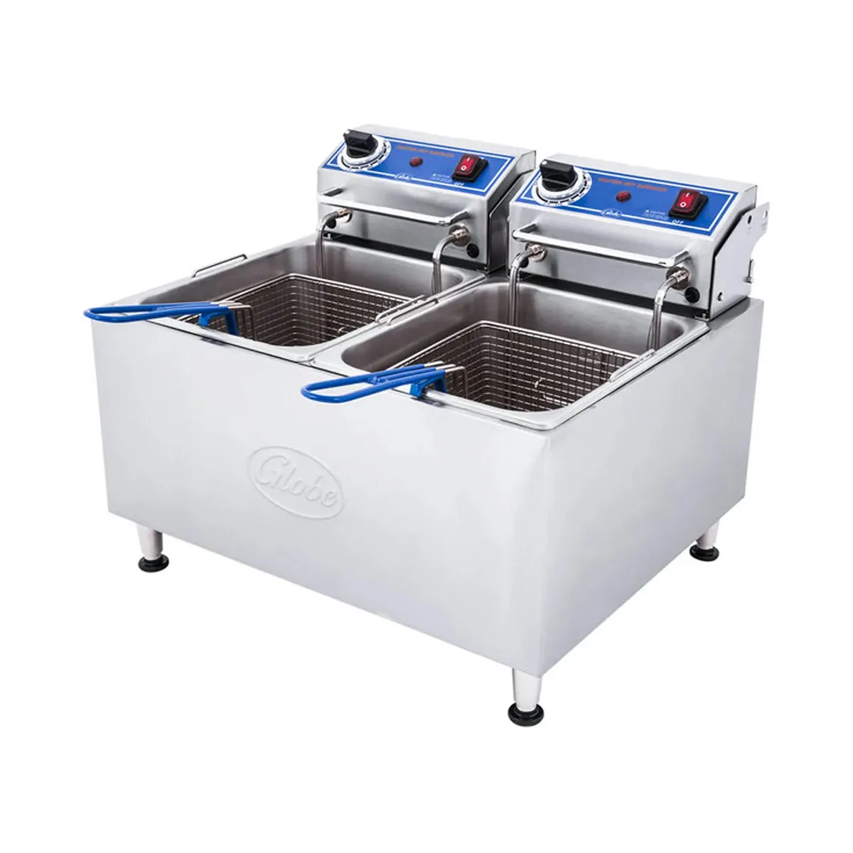 Globe PF32E Split Pot Countertop Electric Fryer w/ 2 Baskets, 32 Lb. Capacity, 208/240V