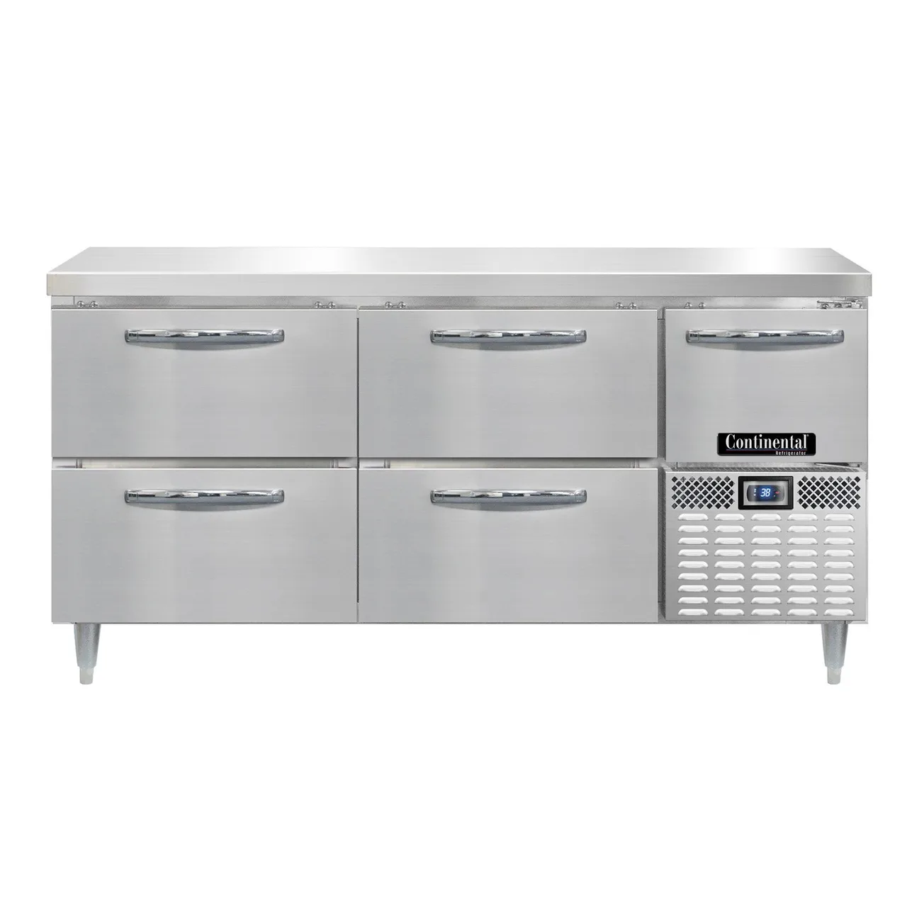 Continental Refrigerator DRA68NSS-D 68" Worktop Refrigerator w/ 4 Drawers & 1 Half Door