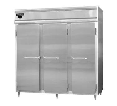 Continental Refrigerator D3RNSA 78" 3-Section Reach-In Refrigerator w/ 3 Solid Doors, Stainless Steel Exterior, 72 cu. ft.