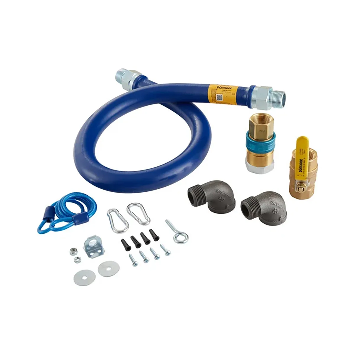 Dormont 16100KIT48 1" X 48" Blue Hose Gas Connector Kit w/ Two Elbows and Restraining Cable 