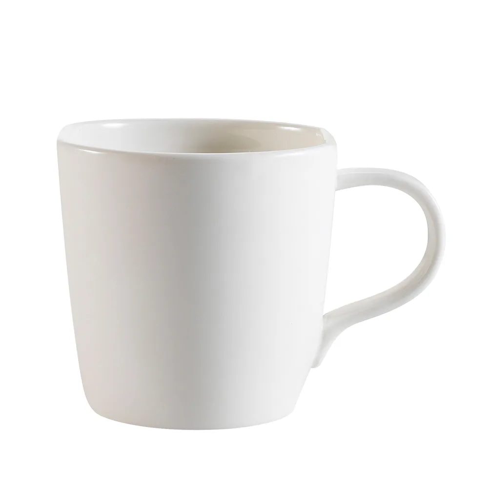 CAC China STU-1 Studio Coffee Cup, 5 oz (4"x3"x3"), Oval White Porcelain, Microwave Safe - 1 Dozen