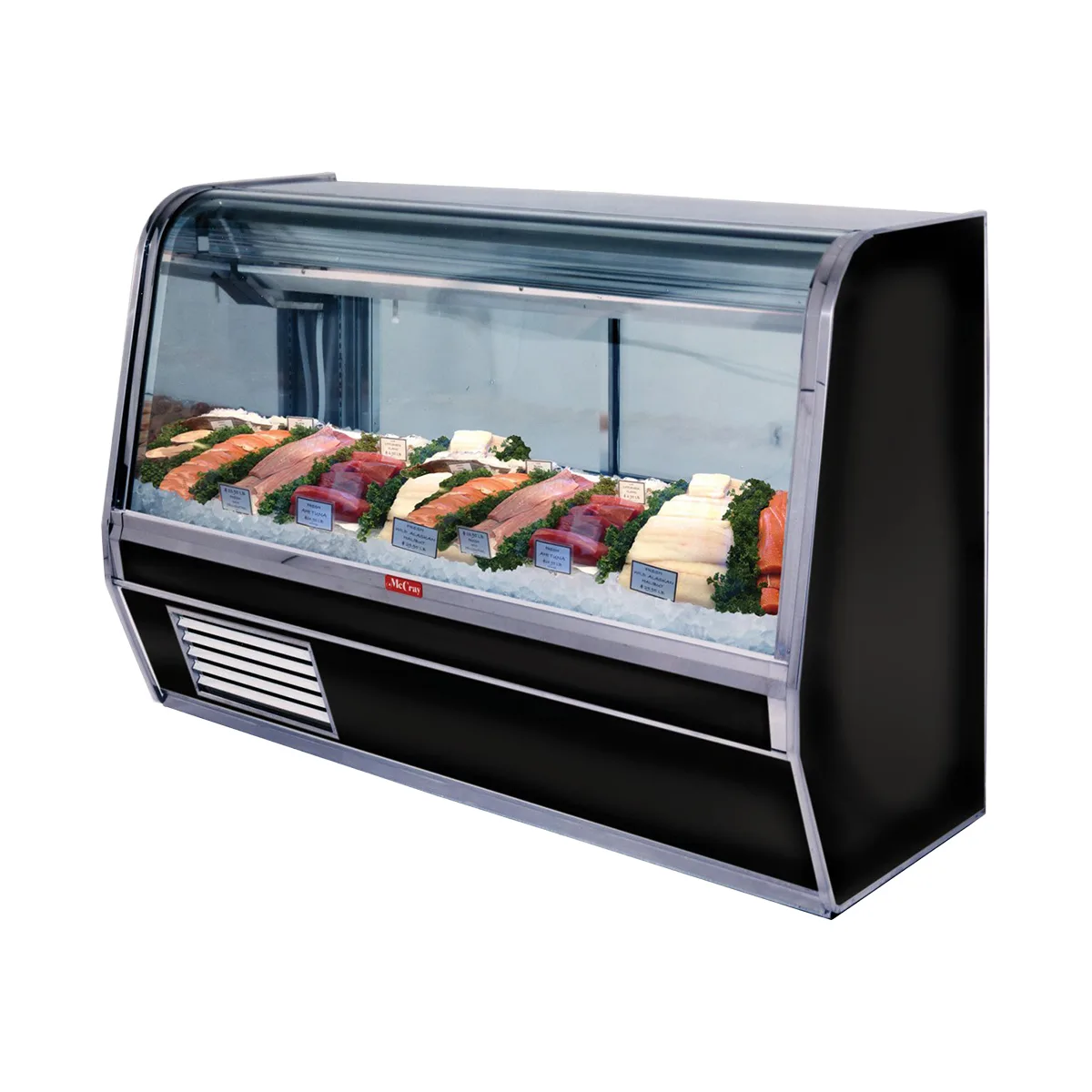 Howard-McCray SC-CFS32E-6-BE-LED 74" Flat Refrigerated Seafood Display Case, Black