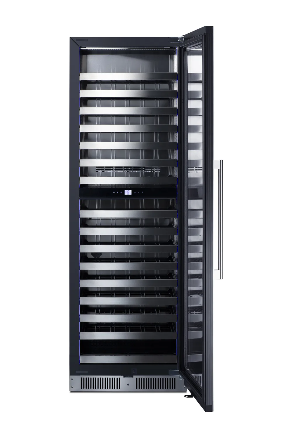 Summit SDHWC98 Dual‑Zone Wine Cooler, Black Cabinet, Trimmed Glass Door, 16 Shelves, LED, 115V R600a