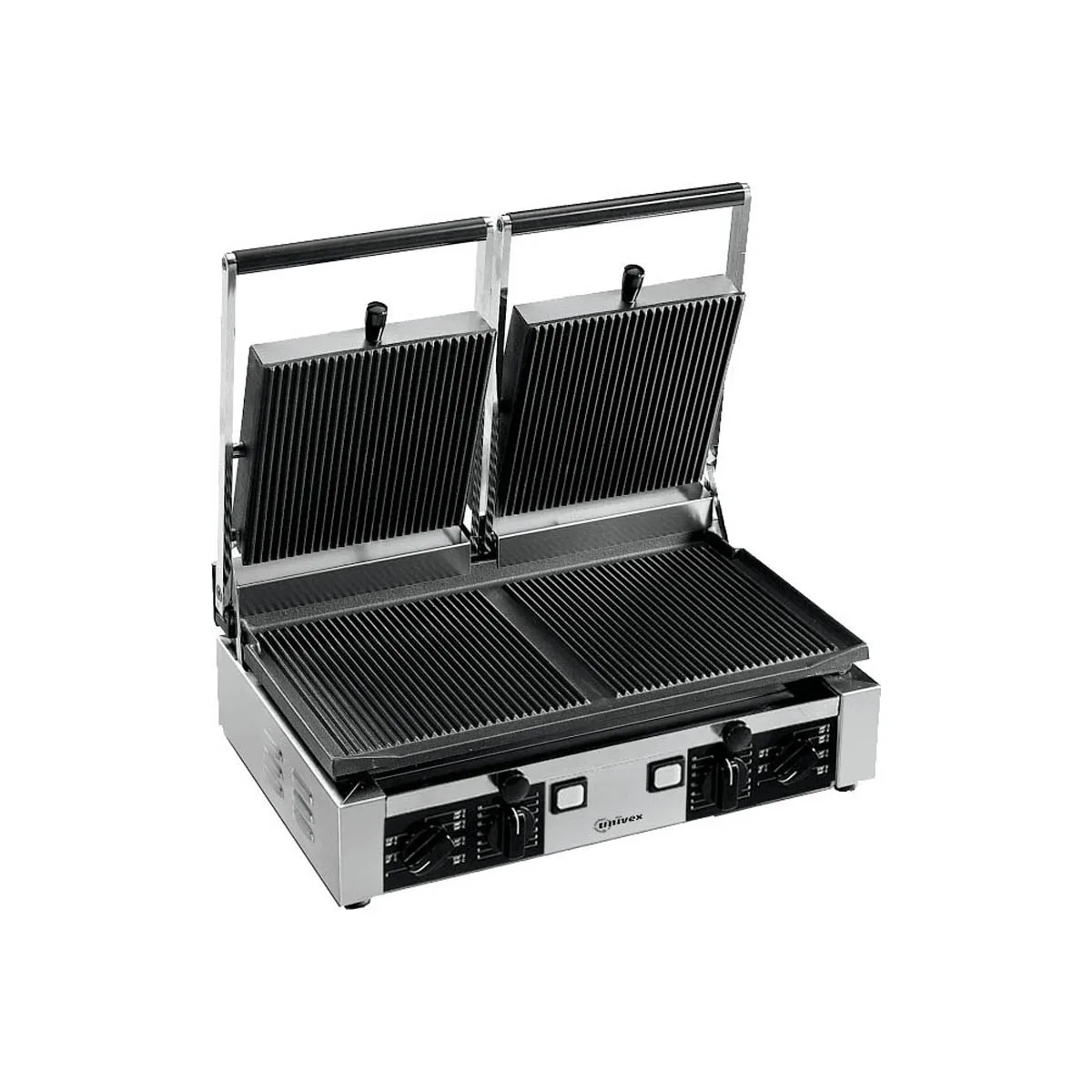 Univex PPRESS2R Double Cast Iron Panini Press Grill w/ 20" x 10" Grooved Plates, 220V
