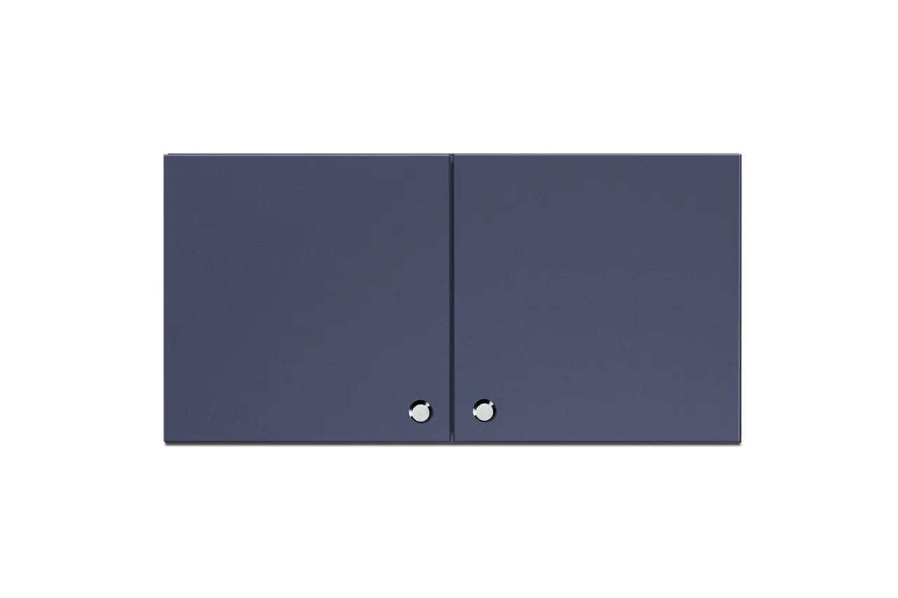 Summit CABMN2412 24 Inch Wall-Mounted Cabinet, Midnight Navy Finish, French Doors, Soft-Close Hinge, Brushed Nickel Knob