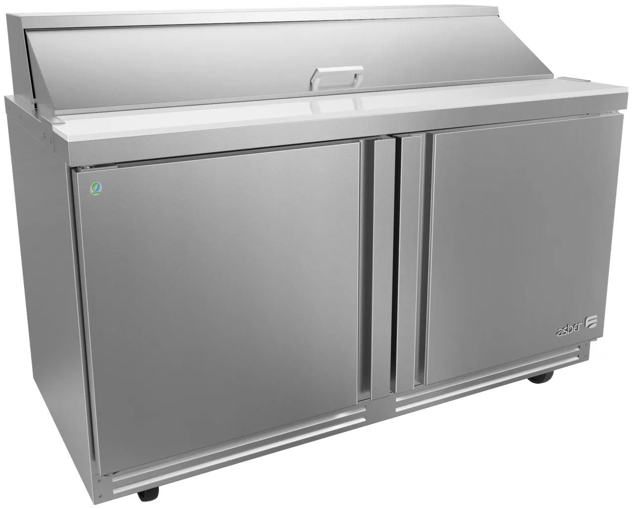 Asber APTS 60 16 P 60" 2-Door Sandwich and Salad Prep Table, 16 Pans, Stainless Steel