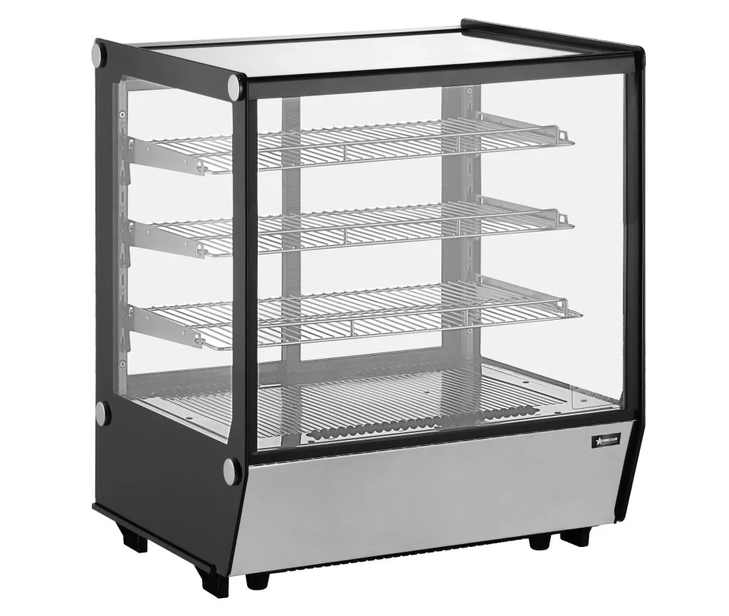 Omcan USA 47962 Ctrtp Refrigerated Case 28" 5.12ft³ Sliding Doors Btm-Mnt 3 Shelves R290 FullSrv ETL