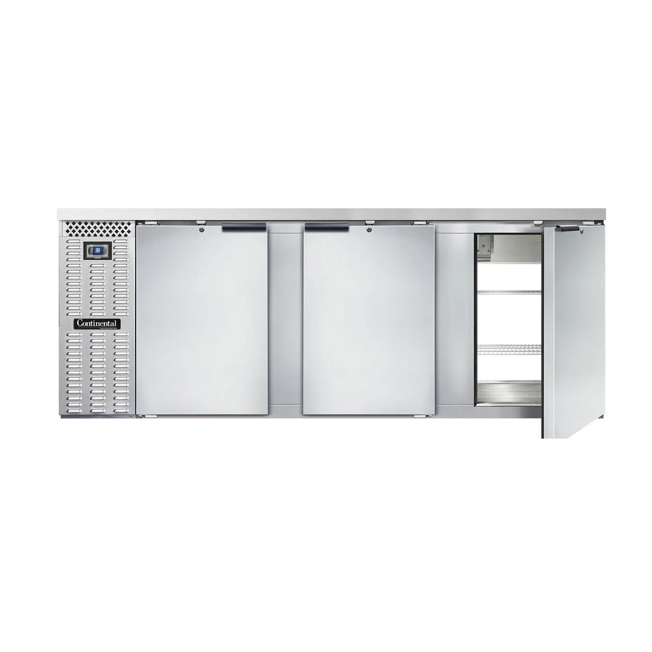 Continental Refrigerator BB90SNSSPT Pass-Thru Back Bar Cooler w/ 25 Cu Ft, 6 Solid Doors, 90"