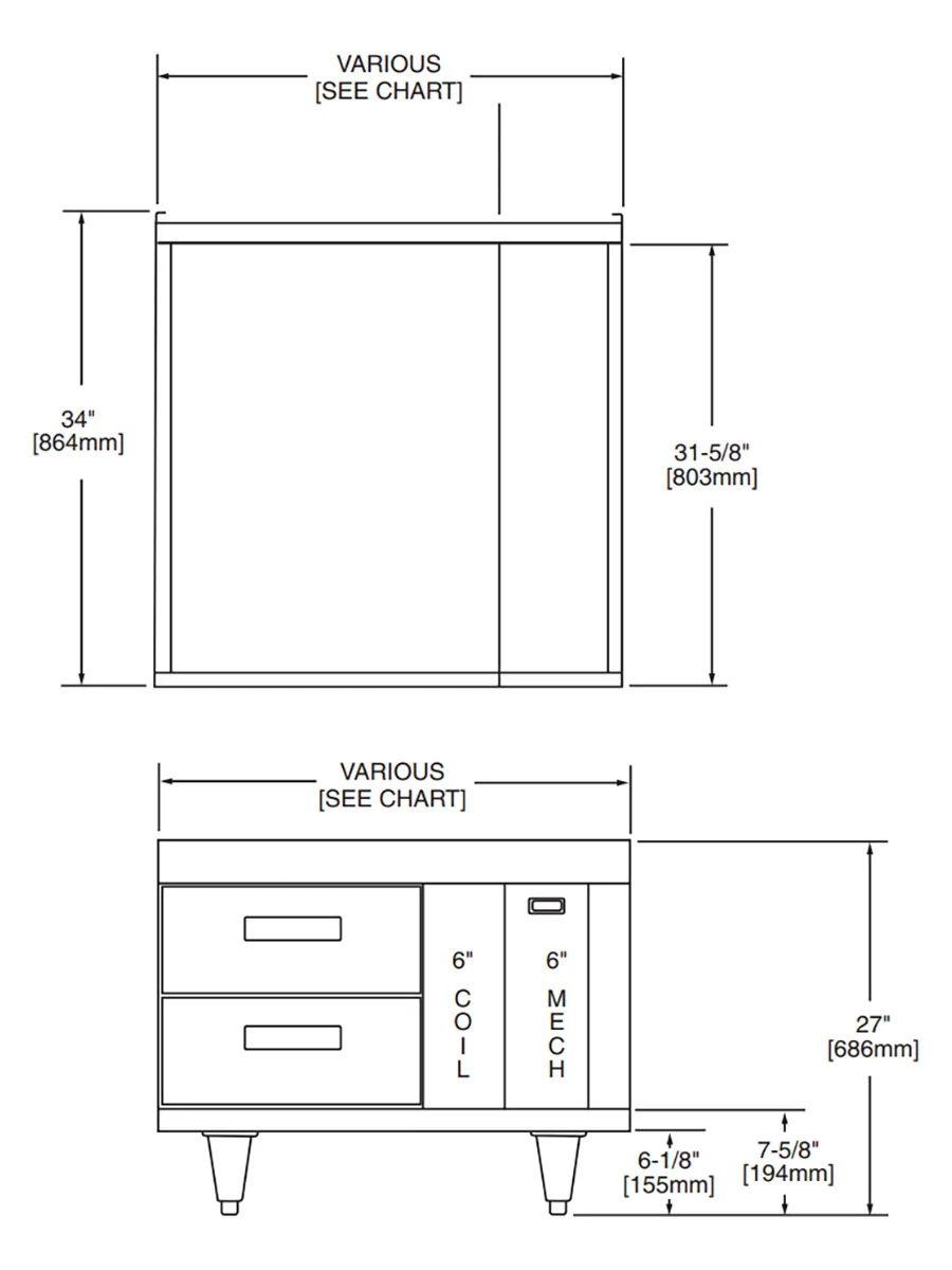 Garland US Range GN17FR46 46" 1-Section Arctic Fire Freezer Chef Base w/ 2 Drawers, Remote