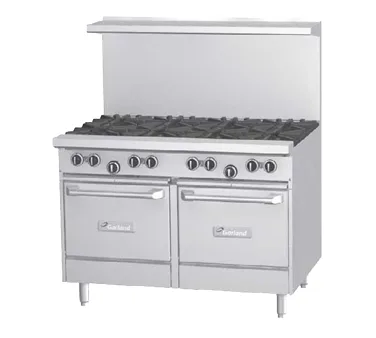 Garland US Range G48-6G12SS 48" Gas Restaurant Range w/ (6) Open Burners, 12" Griddle, (2) Cabinet Bases, 216.000 BTU