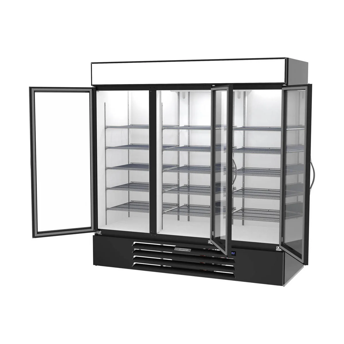 Beverage Air MMF72HC-5-B 75" 3 Glass Door Merchandiser Freezer in Black, 68.5 cu. ft.