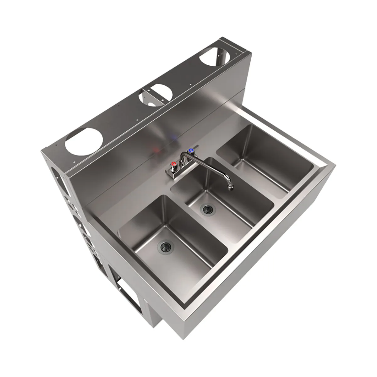 BK Resources UBDW-21-336S Underbar Sink Units, 3 Compartment without Drainboard