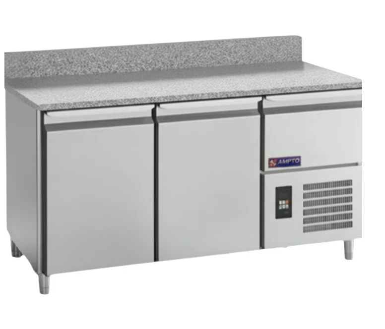 AMPTO MPP-2BS 61-72" 2-Door Refrigerated Pizza Prep Table , Granite Top, 12 cu. ft.