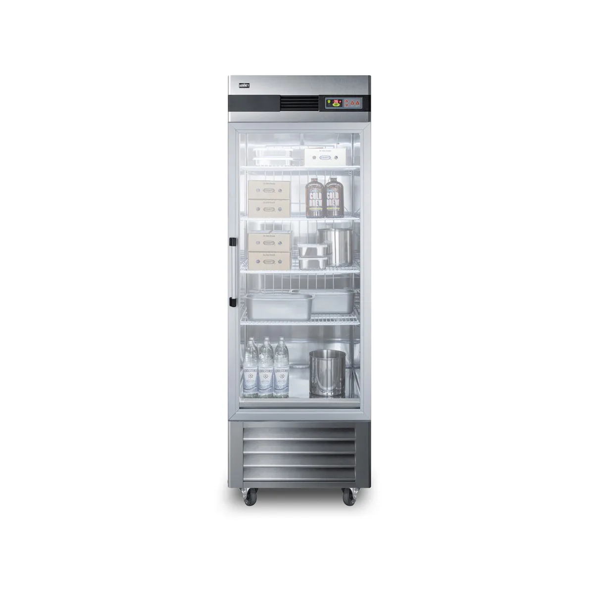 Summit SCR23SSG 28" 1-Section Reach-In Refrigerator w/ Right Hinged Glass Door, Bottom Mount, Stainless Steel, 23 cu. ft.