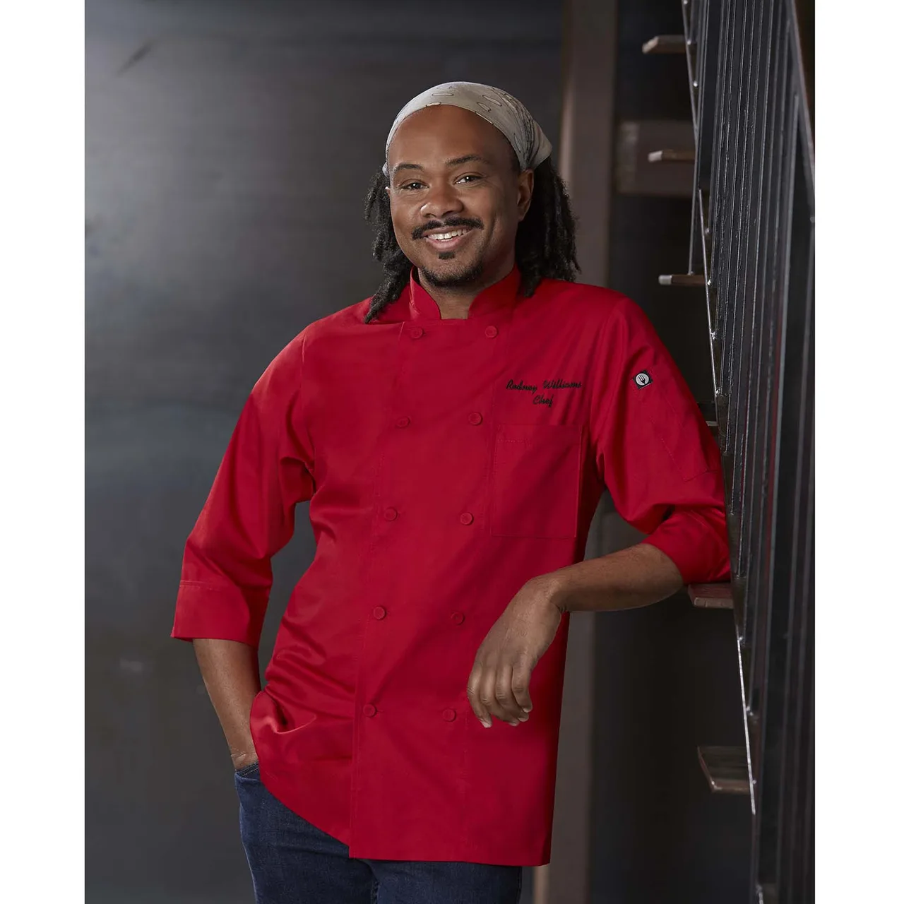 Chef Works JLCL-GRY-2XL - Morocco Chef Coat, Gray 2XL, Twill, 3/4 Sleeve, Buttons, Patch Pocket