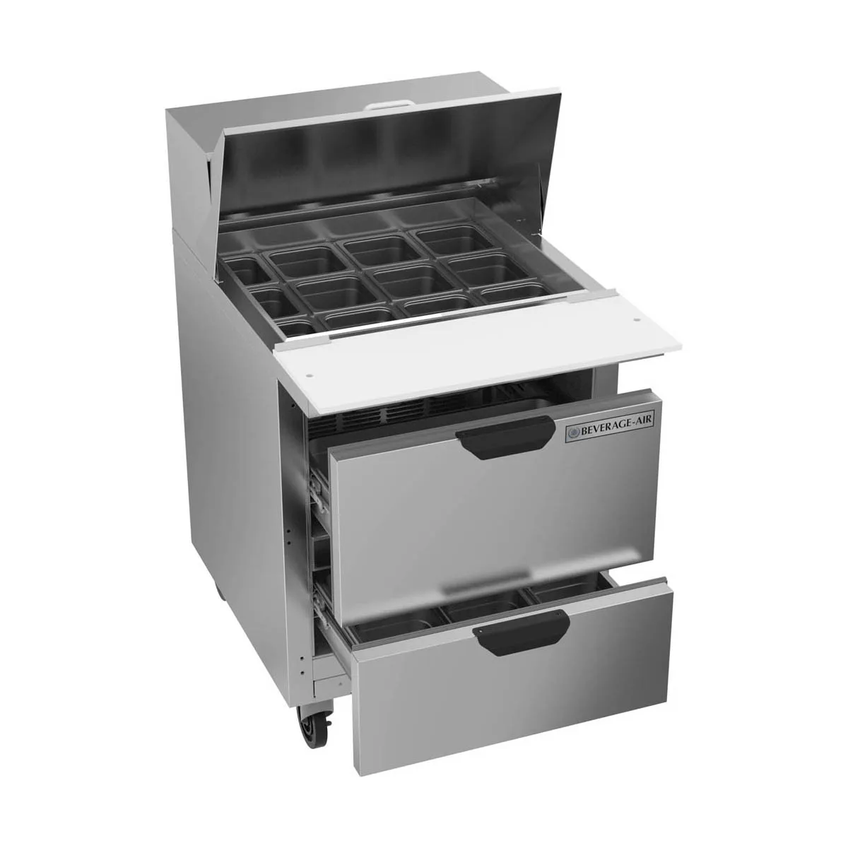Beverage Air SPED27HC-12M 27" Mega Top Sandwich / Salad Prep Table w/ 2 Drawers, 12 Pans