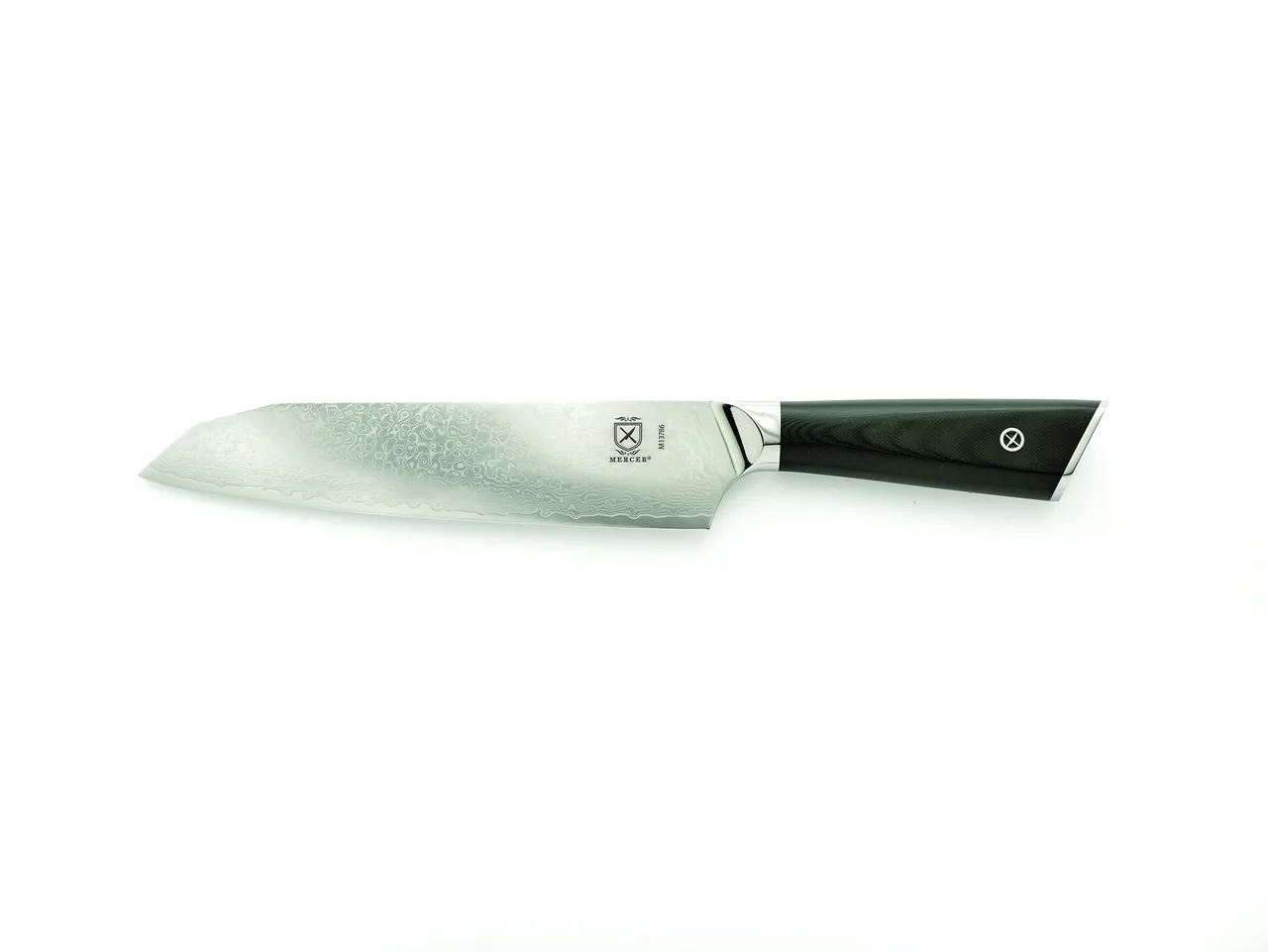Mercer M13786 - 7" Santoku Knife, G10 Plastic/Poly Handle, Damascus Steel Blade HRC 62, Full Tang