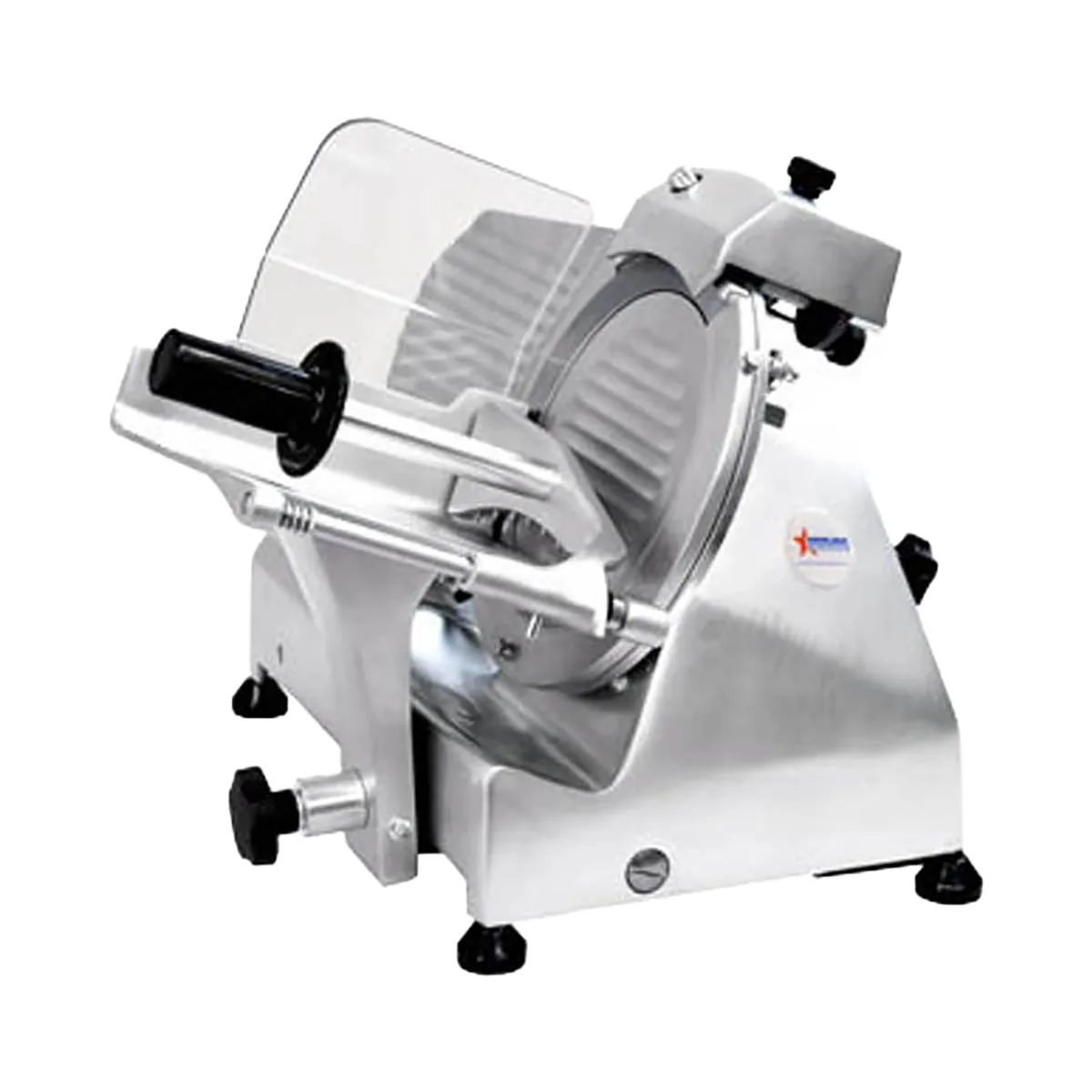 Omcan USA 31342 9"  Belt-Driven Commercial Meat Slicer, Anodized Aluminum, 1/4 HP Motor, Manual Angle/Gravity Feed