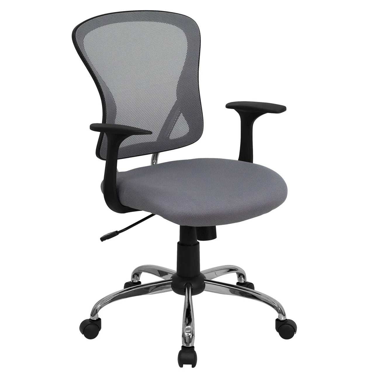 Flash Furniture H-8369F-GY-GG Swivel Chair, 36"-40" Height, 250 lb, Gray Back, Nylon Arms, Chrome Base Casters
