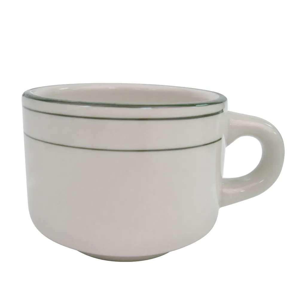 CAC China GS-23 Greenbrier Coffee Cup, 7 oz (3.25" Dia x 2.5" H), Band/White, Stackable - 1 Dozen
