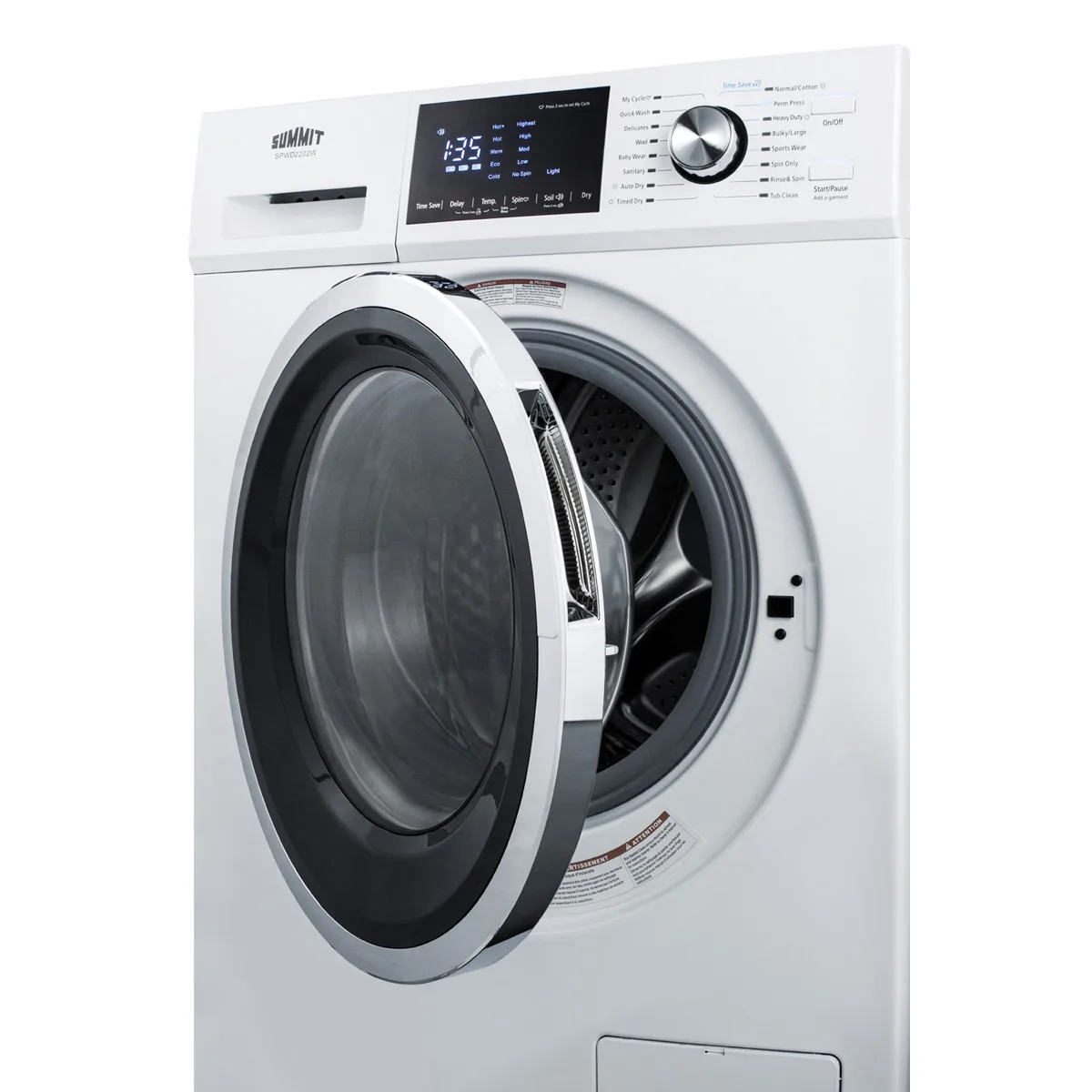 Summit SPWD2202W 24" Washer/Dryer Combo, front loading glass door, 2.7 cu.ft.
