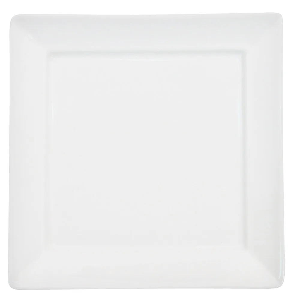 CAC China F-SQ14 - Porcelain Square Plate 14" x 14" x 1", White, Dishwasher, Oven & Microwave Safe