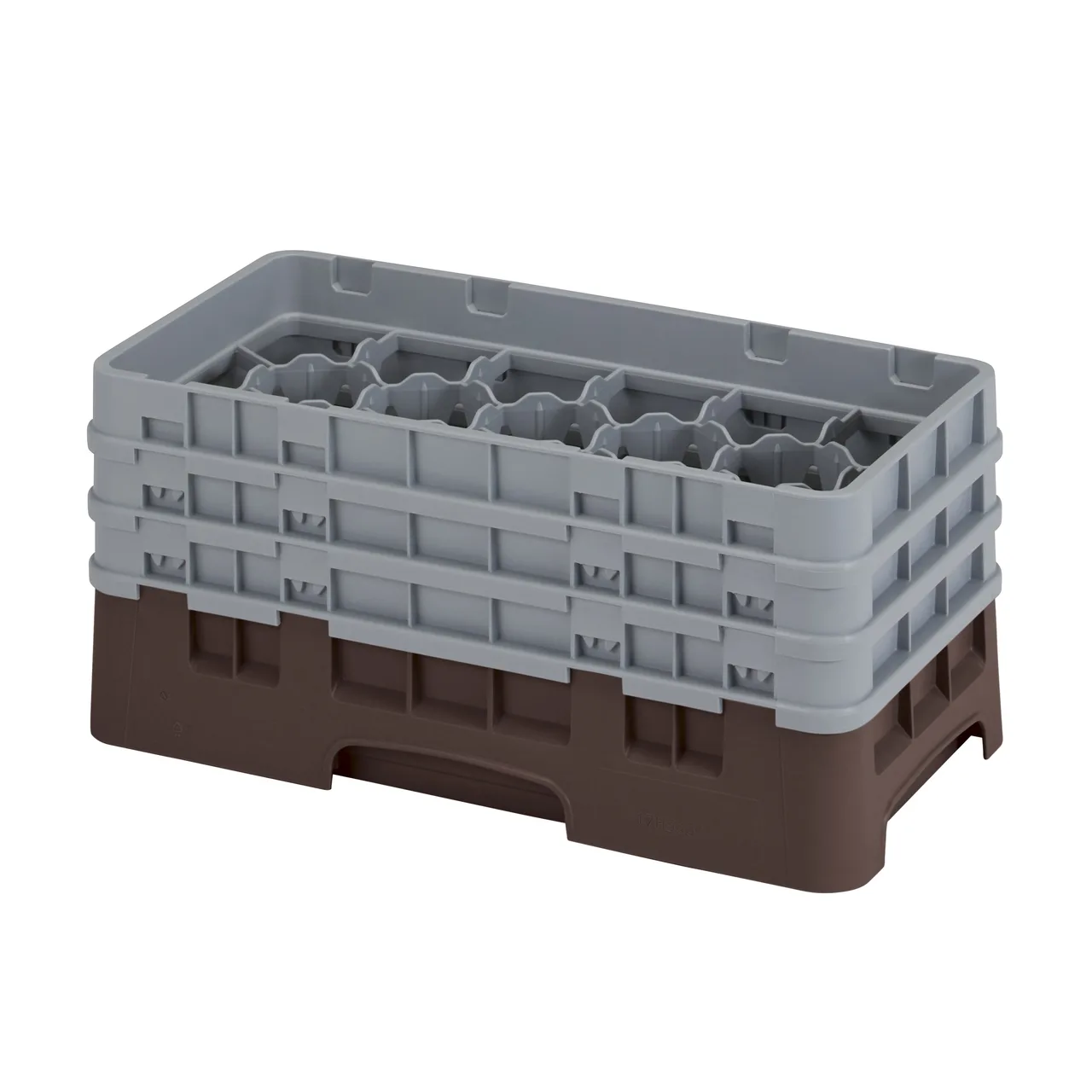 Cambro 17HS638167 Camrack Glass Rack, Half Size, Brown, 17 Compartments, 10x19.75x8.875, 2.875 Max Dia, HACCP