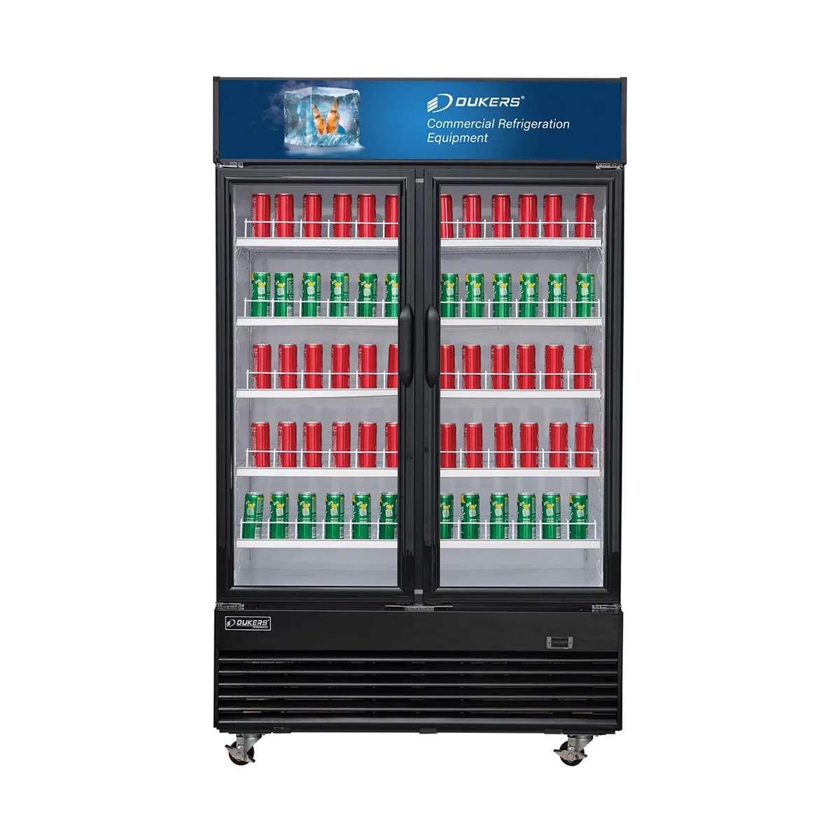 Dukers Appliance Co DSM-48R 54" Two Glass Door Merchandiser Refrigerator in Black, 48.7 cu. ft.
