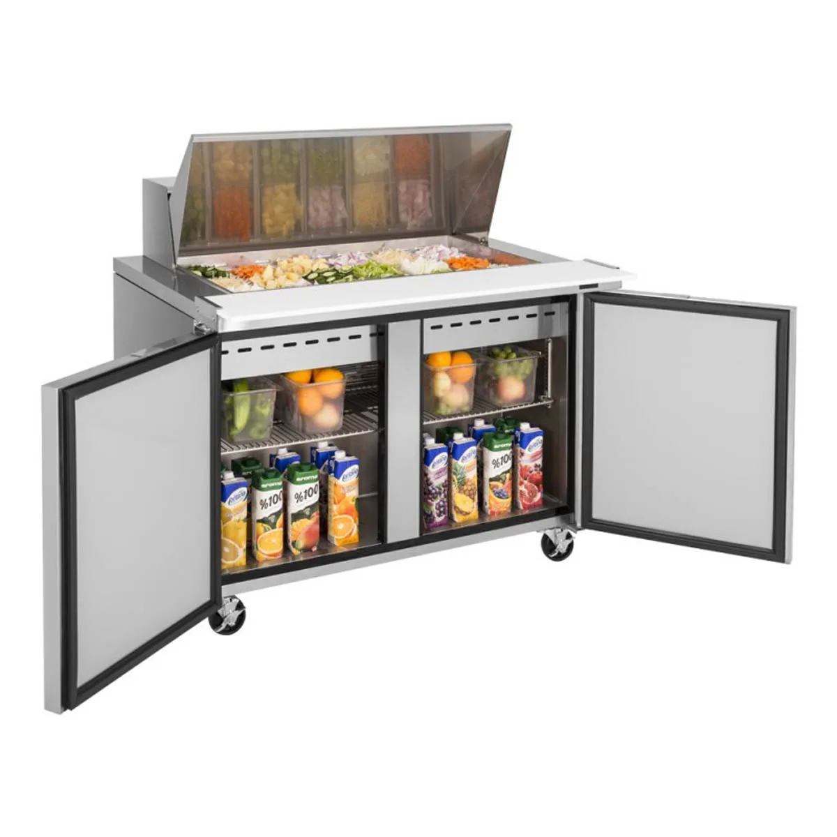 Turbo Air TST-48SD-18-N 48" Mega Top Sandwich/Salad Prep Table w/ 2 Doors, 18 Pans
