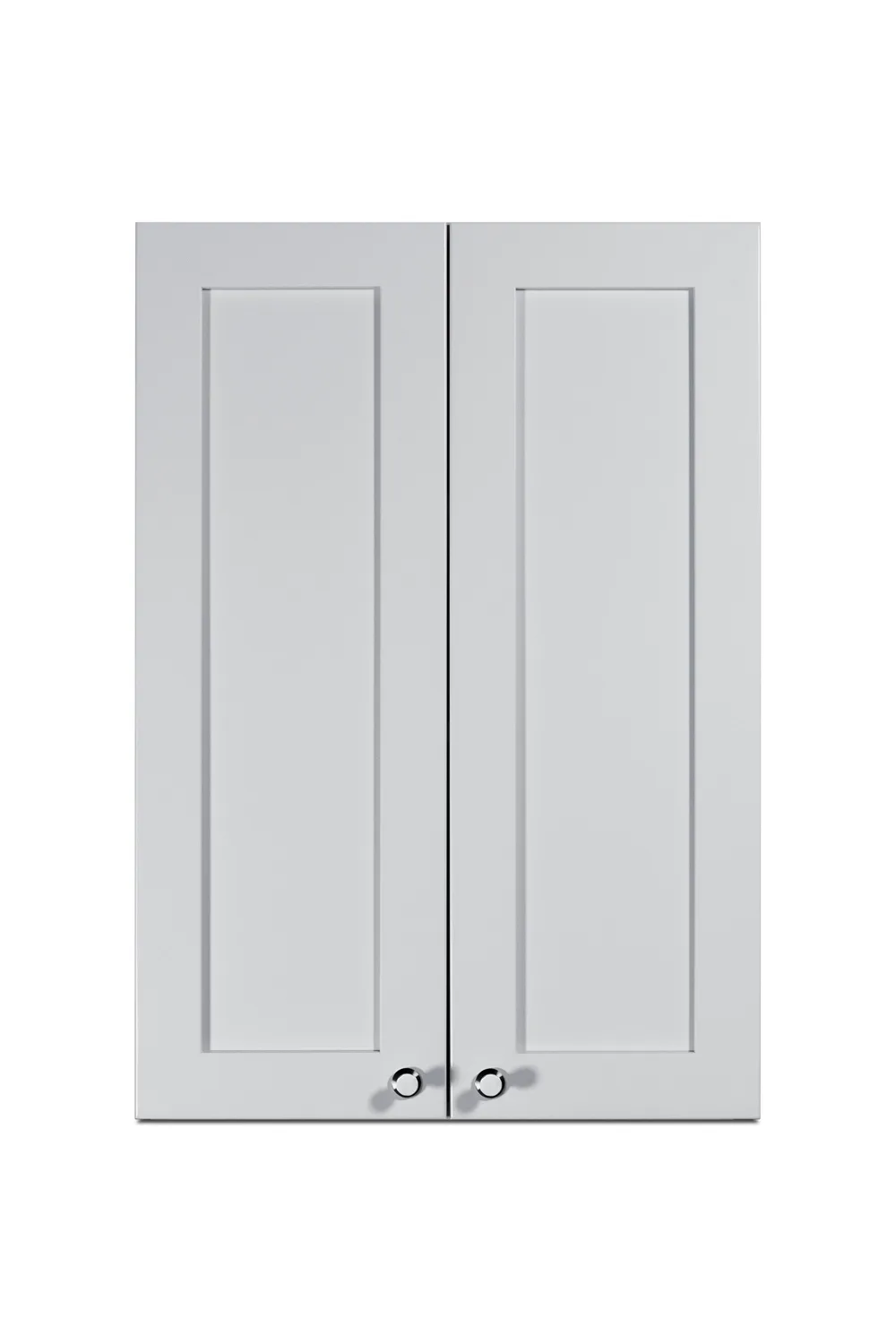 Summit CABWH2130 21"W Wall-Mounted Cabinet, Clean White Finish, Hinged French Doors, Soft-Close, 6-Way Adjustable Hinging, Brushed Nickel Knob