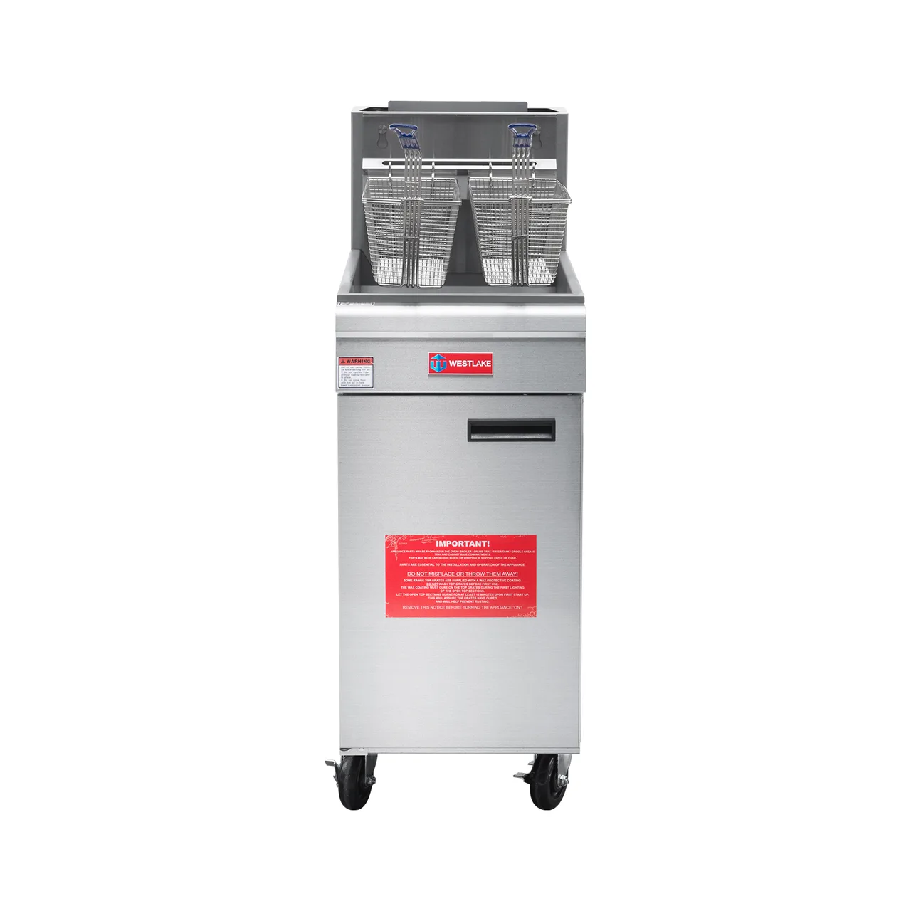 Westlake GF90 16" Floor Model Gas Fryer, 18.5-23L Capacity, Stainless Steel, Chromed Basket, 90.000BTU