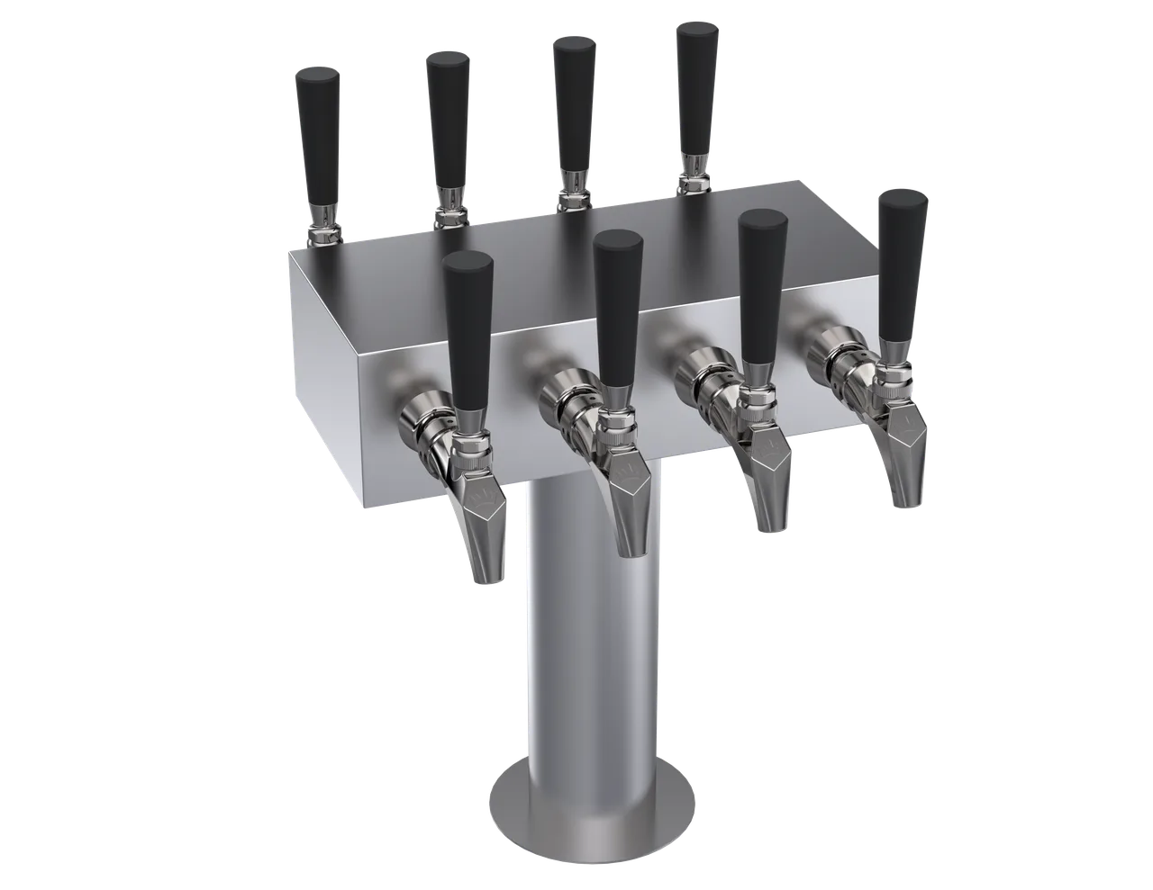 Krowne KDSTC-4S Tap Tower, 12" OA, Glycol‑Cooled Stainless Steel, 8 Faucets (No Handles), 7‑12 Taps