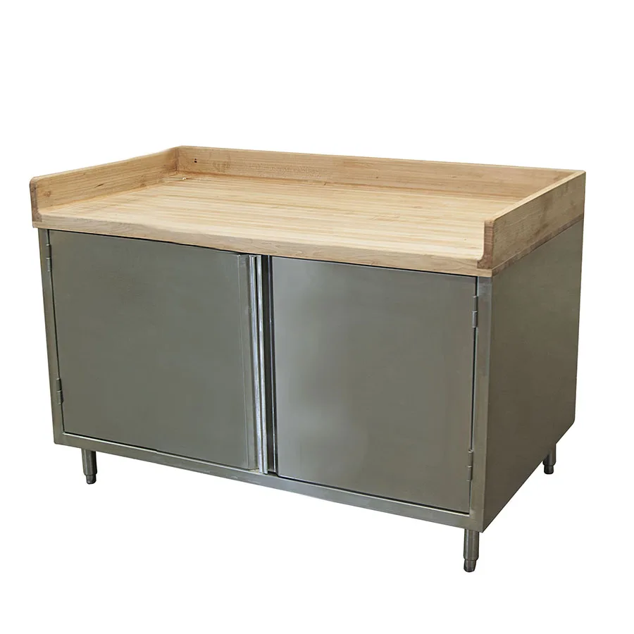BK Resources CMBT-3648H Chef Table, Cabinet Base with Hinged Doors