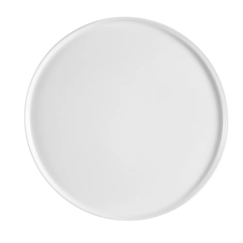 CACChina PP-12-R - 12" Super White Porcelain Round Plate With Coupe Rim - Dozen